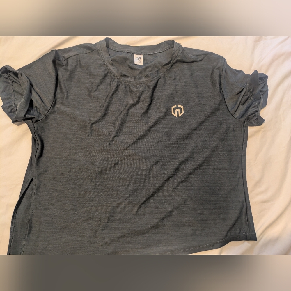 Charcoal Gray Aesymetrical Athletic Top - Picture 4 of 5